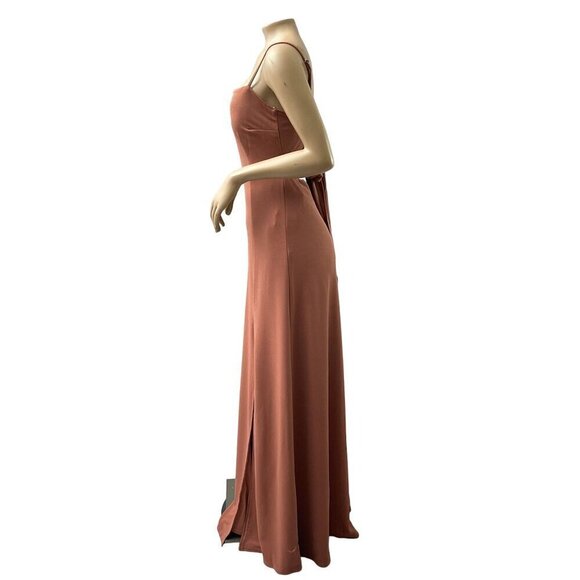 Birdy Grey Benny Crepe Maxi Formal Bridesmaid Dress Cut‎ Out Desert Rose S NWT - Picture 6 of 15